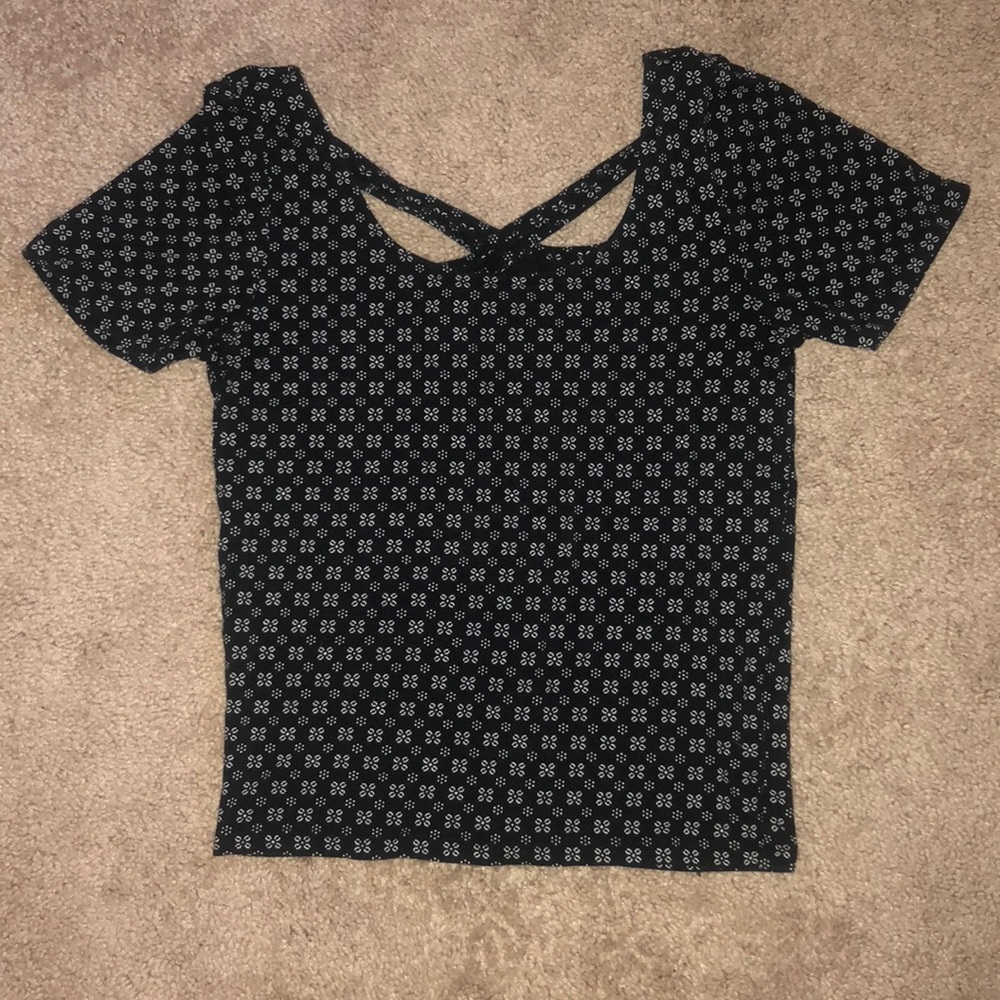 Black Patterned Crop Top